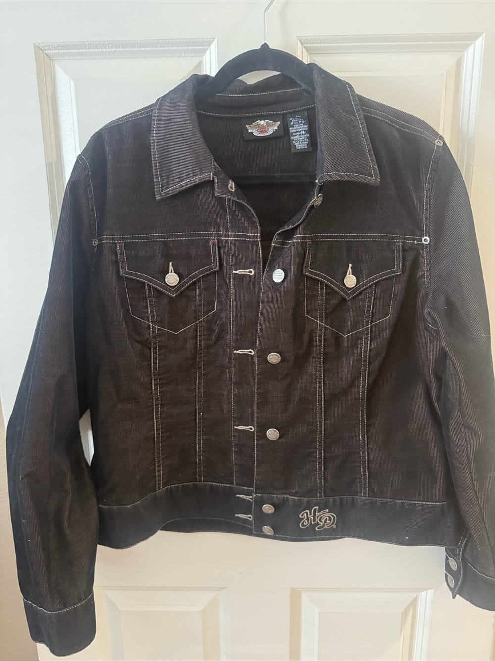 Harley-Davidson Brown Corduroy    Jacket with Contrast Stitching